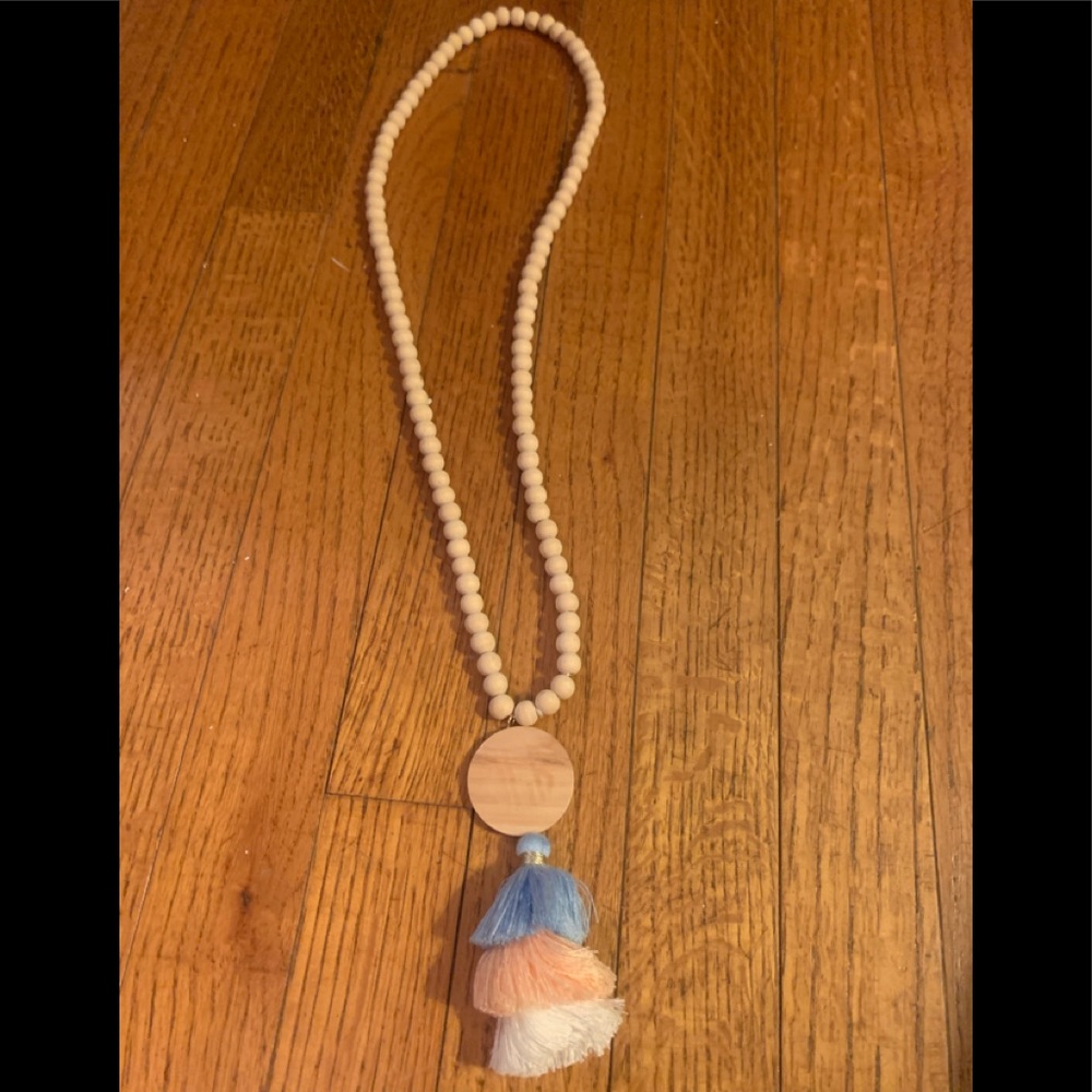 Tassel Wooden Bead Necklace